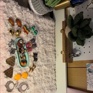 Colorful Vintage Earring Collection Clip ons 17 pair